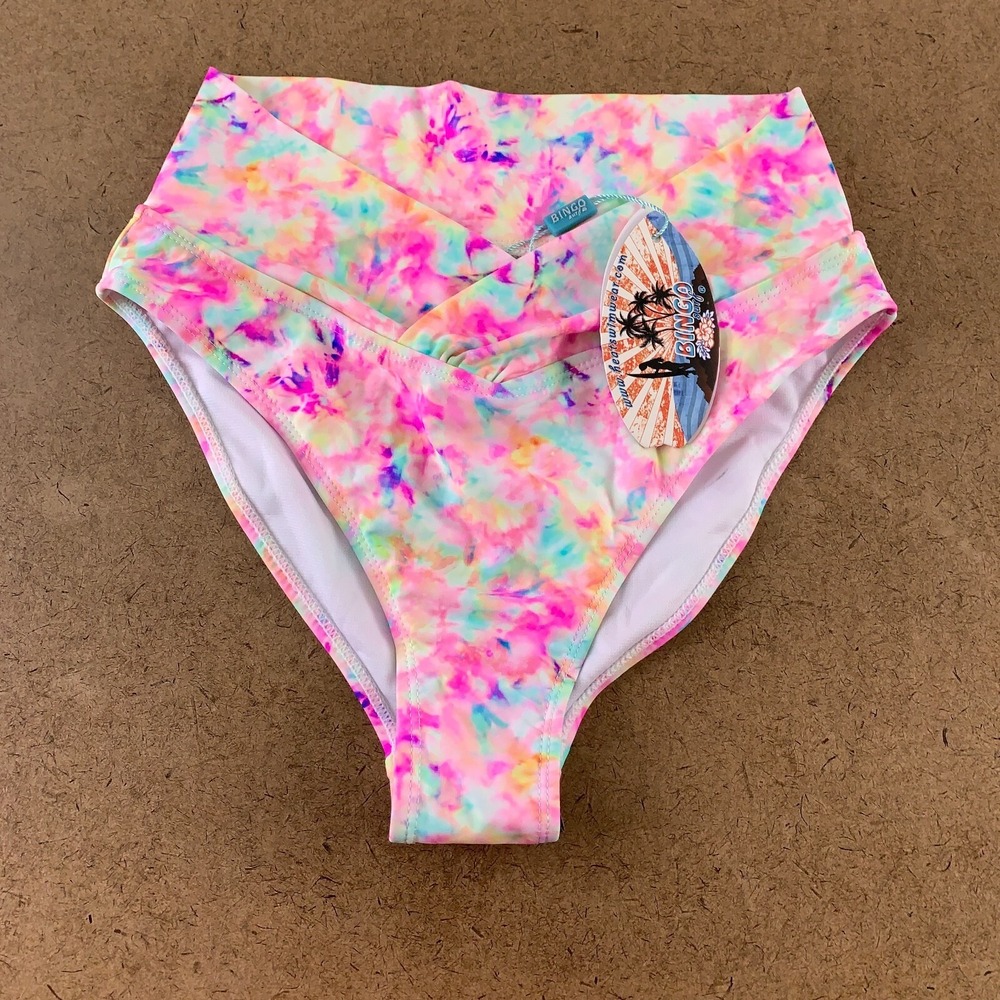 Bingo Surf Women's Size Small Colorful V Front High Waisted Bikini Bottom NWT